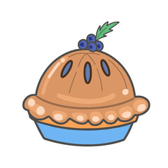 Blueberry pie cake vector illustration icon