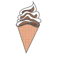 Chocolate ice cream cone vector icon illustration