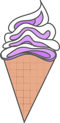 Purple ice cream cone vector icon illustration