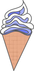 blueberry ice cream cone vector icon illustration