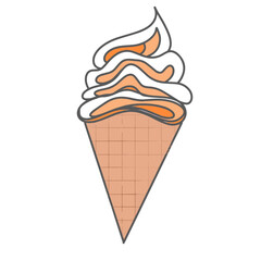 Orange ice cream cone vector icon illustration