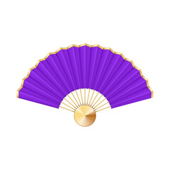 Vector chinese hand fan purple and gold handheld souvenir