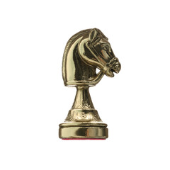 One golden chess knight isolated on white © New Africa