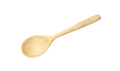 One empty wooden spoon isolated on white
