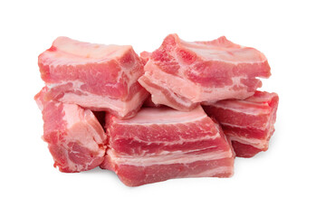 Cut raw pork ribs isolated on white