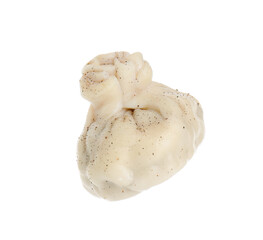 One tasty khinkali (dumpling) with spices isolated on white. Georgian cuisine