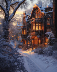 Fantasy Winter Fairytale House Building
