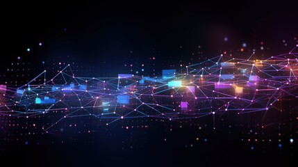 Obraz premium Abstract dots connected with gradient lines with a technological touch.