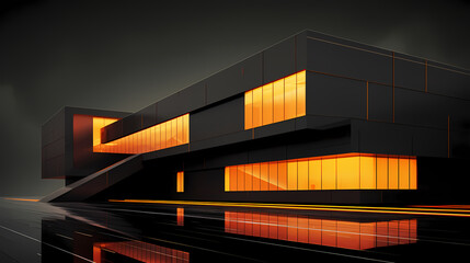 Fototapeta premium Abstract polygonal building exterior design, conceptual architectural design