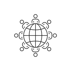 International conference. Global meeting, world convention icon line style isolated on white background. Vector illustration