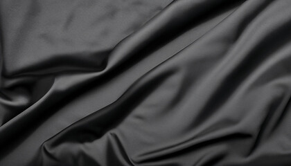 Black luxury silk bedding texture background, black cotton fabric cloth background