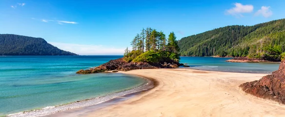 Poster Canadian Nature Landscape on the West Coast of Pacific Ocean. Sandy Beach. Background Panorama. © edb3_16