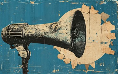 Vintage Megaphone Collage Art