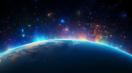 Obraz premium Earth in the cosmic sky, abstract space background of a planet in the universe