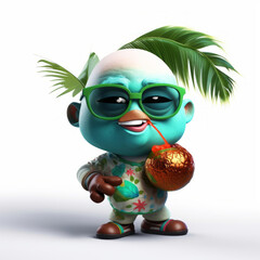 Naklejka premium Smiling and Joyful Tropical 3D Character