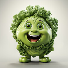 Happy and excited 3D Cabbage Cartoon character
