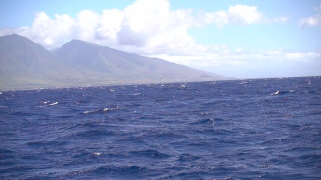 Blue Water in Slow Motion from a Boat in Maui