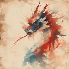 colorful drawing of Chinese dragon, Chinese new year background