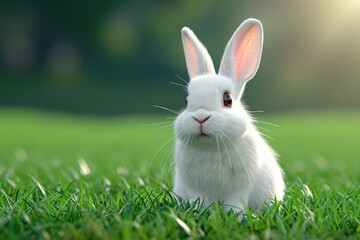 Obraz premium Easter egg on green field. background Generative AI