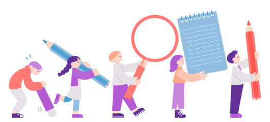 勉強意欲のある人々のイラスト