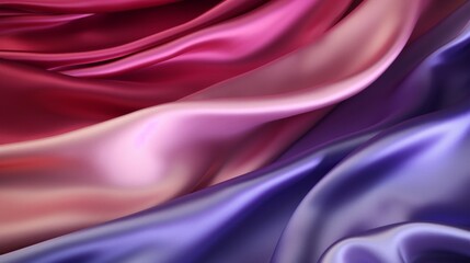 Luxurious smooth satin fabric with a beautiful gradient of purple to red shades.