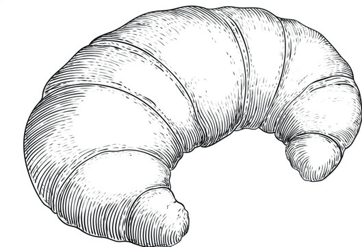 Ilustraci&oacute;n de media luna o croissant con sombreado de tramas.