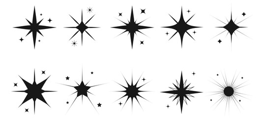 Clean star, sparkling icon set collection vector in trendy style