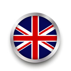 United Kingdom button. UK flag button. Vector illustration. EPS 10.