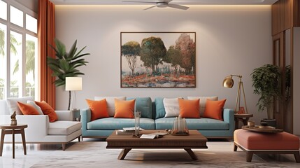 Modern elegant living room creative interior composition 