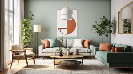 Aesthetic interior of modern elegant living room 