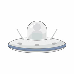 Cute Funny UFO Cartoon illustration Vector