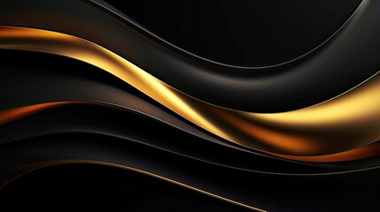 Fototapeta premium 3D Abstract Wallpaper with Dark Golden and Black Background, Generative AI