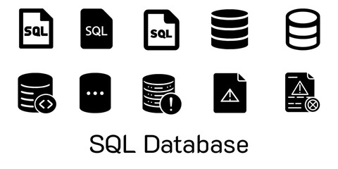 SQL Database icon set on transparent