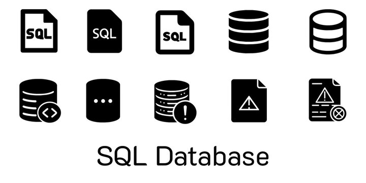 SQL Database icon set on transparent