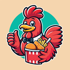 Vector chicken mascot design for fried chicken restaurant