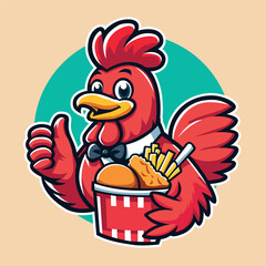 Vector chicken mascot design for fried chicken restaurant