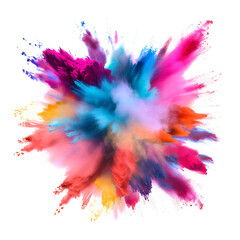 color powder explosion on transparent background