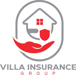 villa insurance group logo, insurance agency emblem, property coverage symbol, real estate insurance branding, home protection design, group insurance company logo, villa insurance mark, 