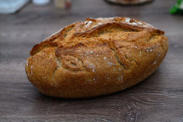 homemade freshly baked bread just out of the oven in the kitchen 9