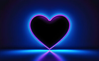 Neon heart, simple background. copy space. Generative AI