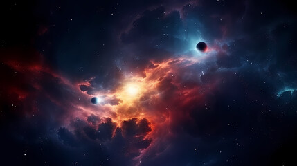 Obraz premium Galaxy nebula background in space, 3D illustration of nebulae in the universe