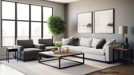 Unique composition of modern luxury living room interior 