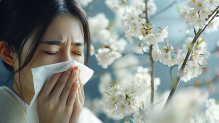 "花粉症の悩み: 春の風でくしゃみと鼻水が絶えない日々"