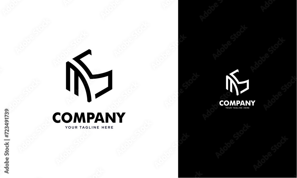 Fototapete M S initial logo concept monogram,logo template designed to make your logo process easy and approachable. All colors and text can be modified