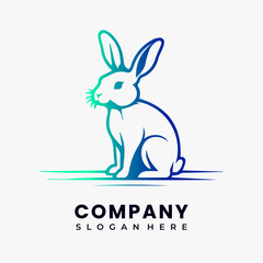 vector rabbit line art gradient logo minimalist