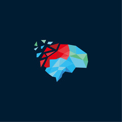 brain pixel technology logo concept
