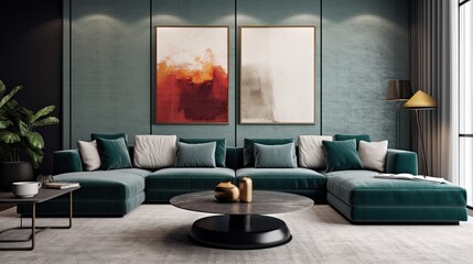 Modern luxury living room interior inspired by Scandinavian elegance 