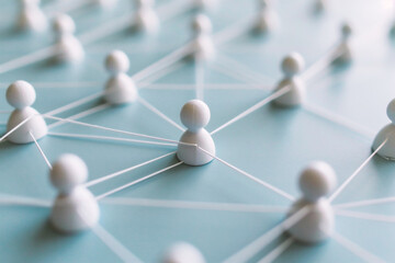 Social network concept. People connected with pins