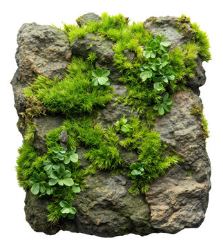 Green moss on a stone isolated.
