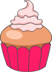 pink cup cake vector illustration